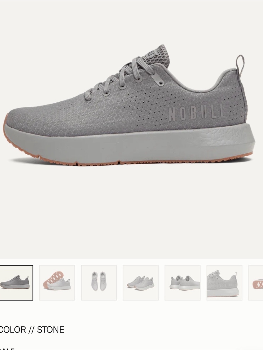 NOBULL Stone Gray Knit Lace-Up Sneakers with Gum Outsole